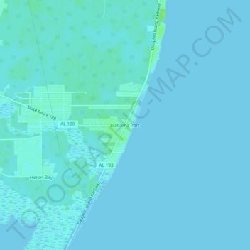 Topografisk kart Alabama Port, høyde, relieff