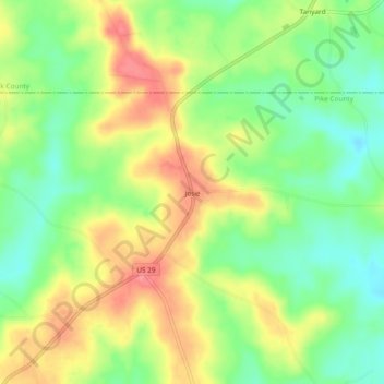 Topografisk kart Josie, høyde, relieff