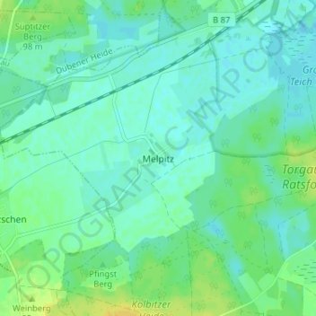 Topografisk kart Melpitz, høyde, relieff
