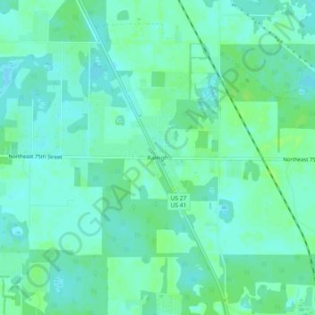 Topografisk kart Raleigh, høyde, relieff