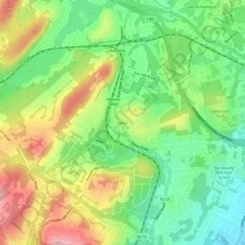 Topografisk kart Tabor, høyde, relieff