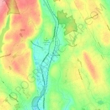 Topografisk kart Cannondale, høyde, relieff