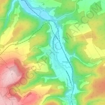 Topografisk kart Courtemaîche, høyde, relieff
