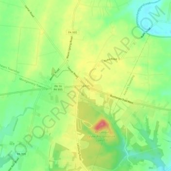 Topografisk kart Upton, høyde, relieff
