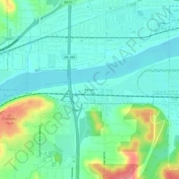 Topografisk kart Kengle, høyde, relieff