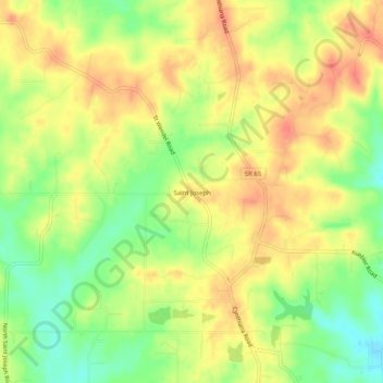 Topografisk kart Saint Joseph, høyde, relieff