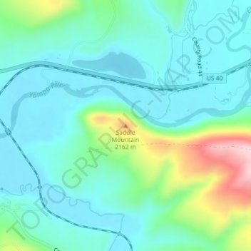 Topografisk kart Saddle Mountain, høyde, relieff