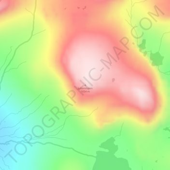Topografisk kart Julsennuten, høyde, relieff