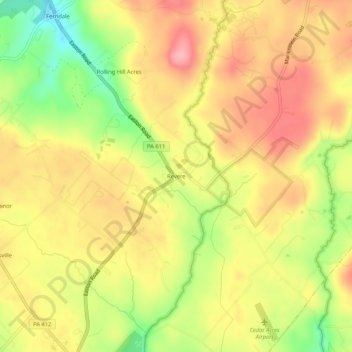 Topografisk kart Revere, høyde, relieff