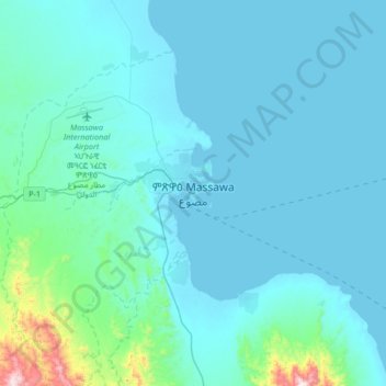 Topografisk kart Massawa, høyde, relieff
