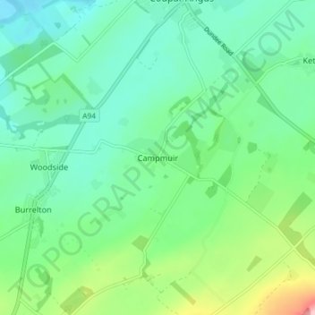 Topografisk kart Campmuir, høyde, relieff