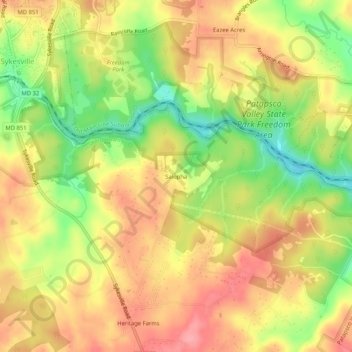 Topografisk kart Salopha, høyde, relieff