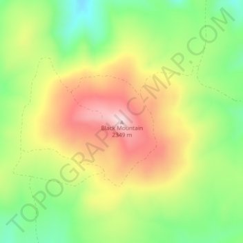 Topografisk kart Black Mountain, høyde, relieff