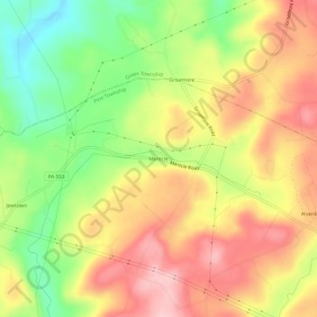 Topografisk kart Mentcle, høyde, relieff
