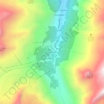 Topografisk kart Mont-Collon, høyde, relieff