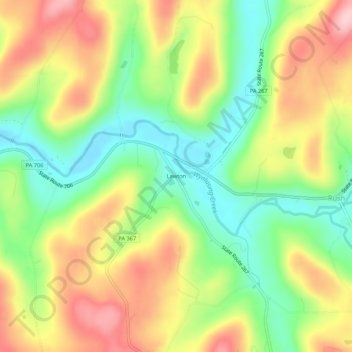 Topografisk kart Lawton, høyde, relieff