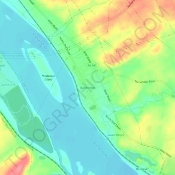 Topografisk kart Bainbridge, høyde, relieff