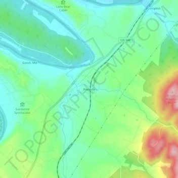 Topografisk kart Rileyville, høyde, relieff