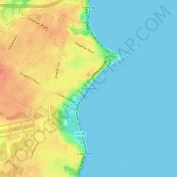 Topografisk kart Bohemia, høyde, relieff