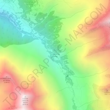 Topografisk kart Ferpècle (Le Salay), høyde, relieff