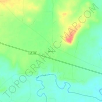 Topografisk kart Algerita, høyde, relieff