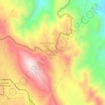 Topografisk kart Dongollo, høyde, relieff