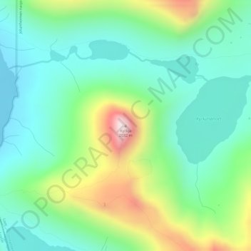 Topografisk kart Kyrkja, høyde, relieff