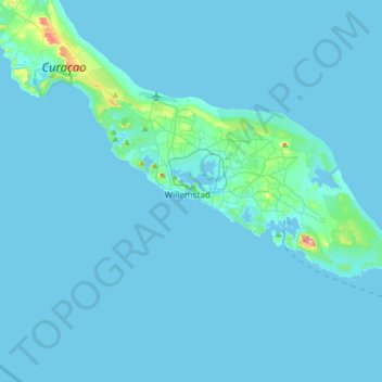 Topografisk kart Willemstad, høyde, relieff