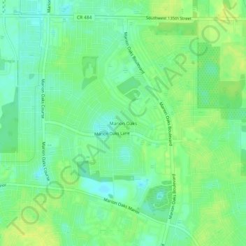 Topografisk kart Marion Oaks, høyde, relieff