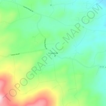 Topografisk kart Cornwallville, høyde, relieff