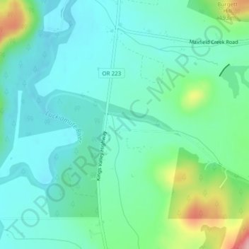 Topografisk kart Kings Valley, høyde, relieff