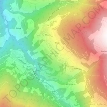 Topografisk kart St-Martin VS, høyde, relieff
