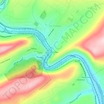 Topografisk kart East Jim Thorpe, høyde, relieff