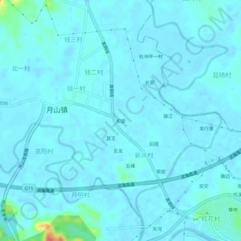 Topografisk kart He'an, høyde, relieff