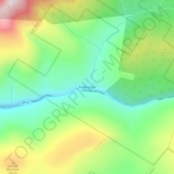 Topografisk kart Peekamoose, høyde, relieff