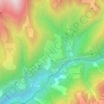 Topografisk kart Davos Wiesen, høyde, relieff