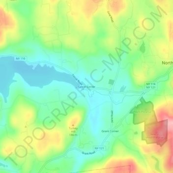 Topografisk kart Salem Center, høyde, relieff