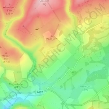 Topografisk kart Blythe, høyde, relieff