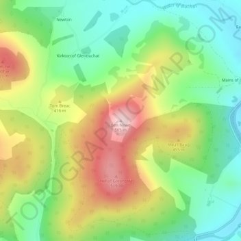Topografisk kart Ben Newe, høyde, relieff