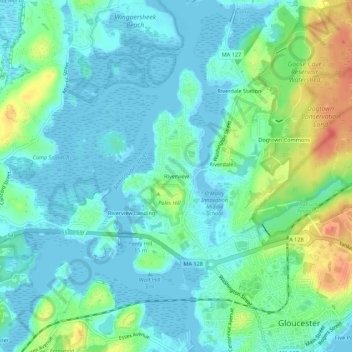 Topografisk kart Riverview, høyde, relieff