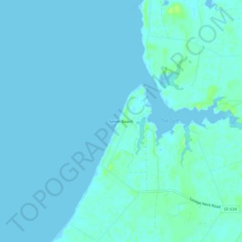 Topografisk kart Smith Beach, høyde, relieff