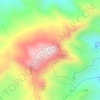 Topografisk kart El Yunque, høyde, relieff