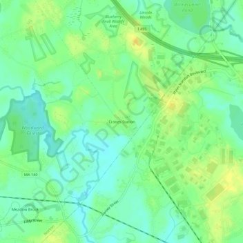 Topografisk kart Cranes Station, høyde, relieff