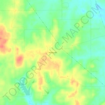 Topografisk kart Whiteoak, høyde, relieff