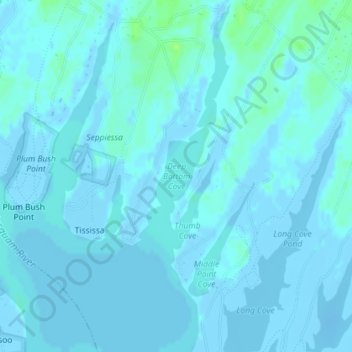 Topografisk kart Deep Bottom Cove, høyde, relieff