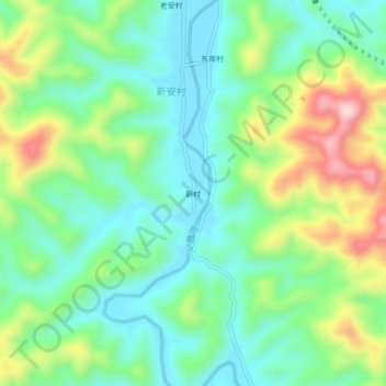 Topografisk kart Xincun, høyde, relieff