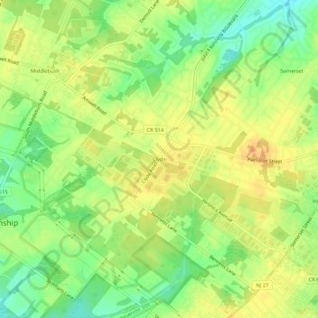 Topografisk kart Clyde, høyde, relieff
