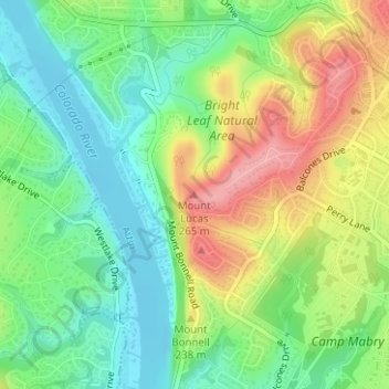 Topografisk kart Mount Lucas, høyde, relieff
