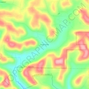 Topografisk kart Green Valley, høyde, relieff