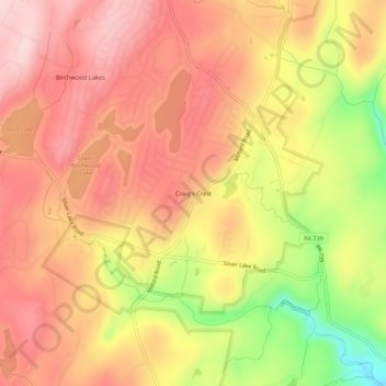 Topografisk kart Craig's Crest, høyde, relieff